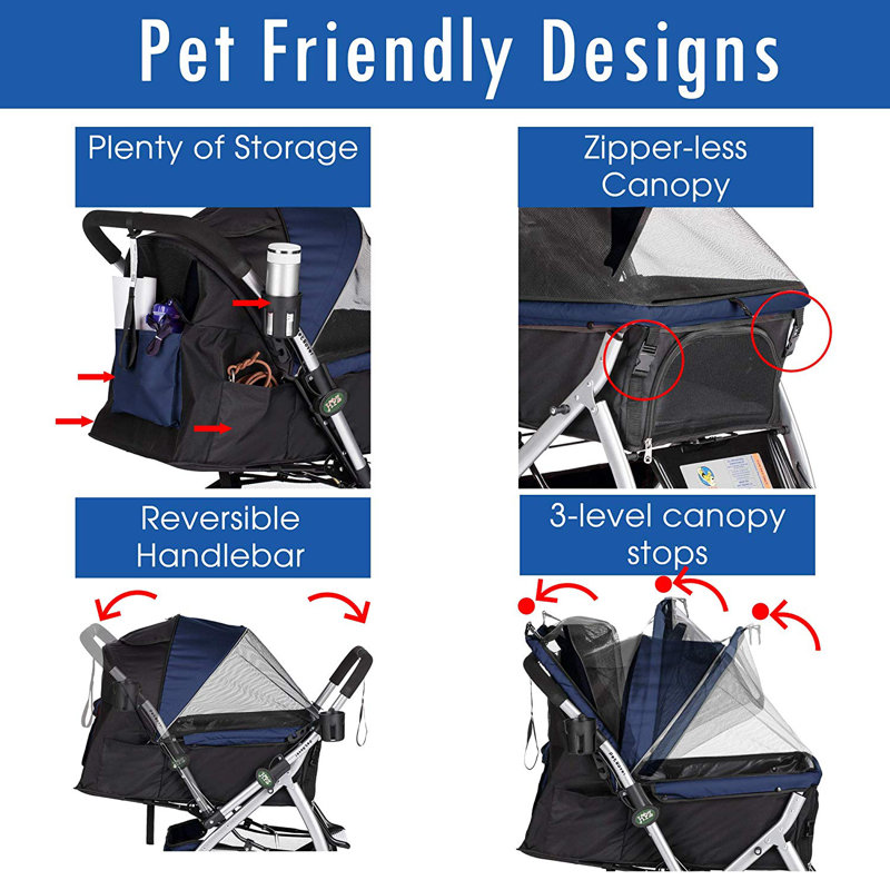 HPZ Pet Rover Premium Folding Standard Stroller Reviews Wayfair